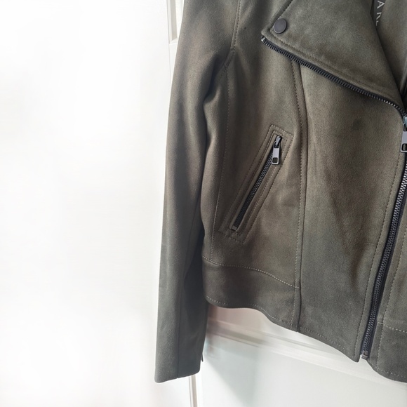 NWT Banana Republic Khaki Moto. Vegan Suede Jacket. Size S - Picture 5 of 13